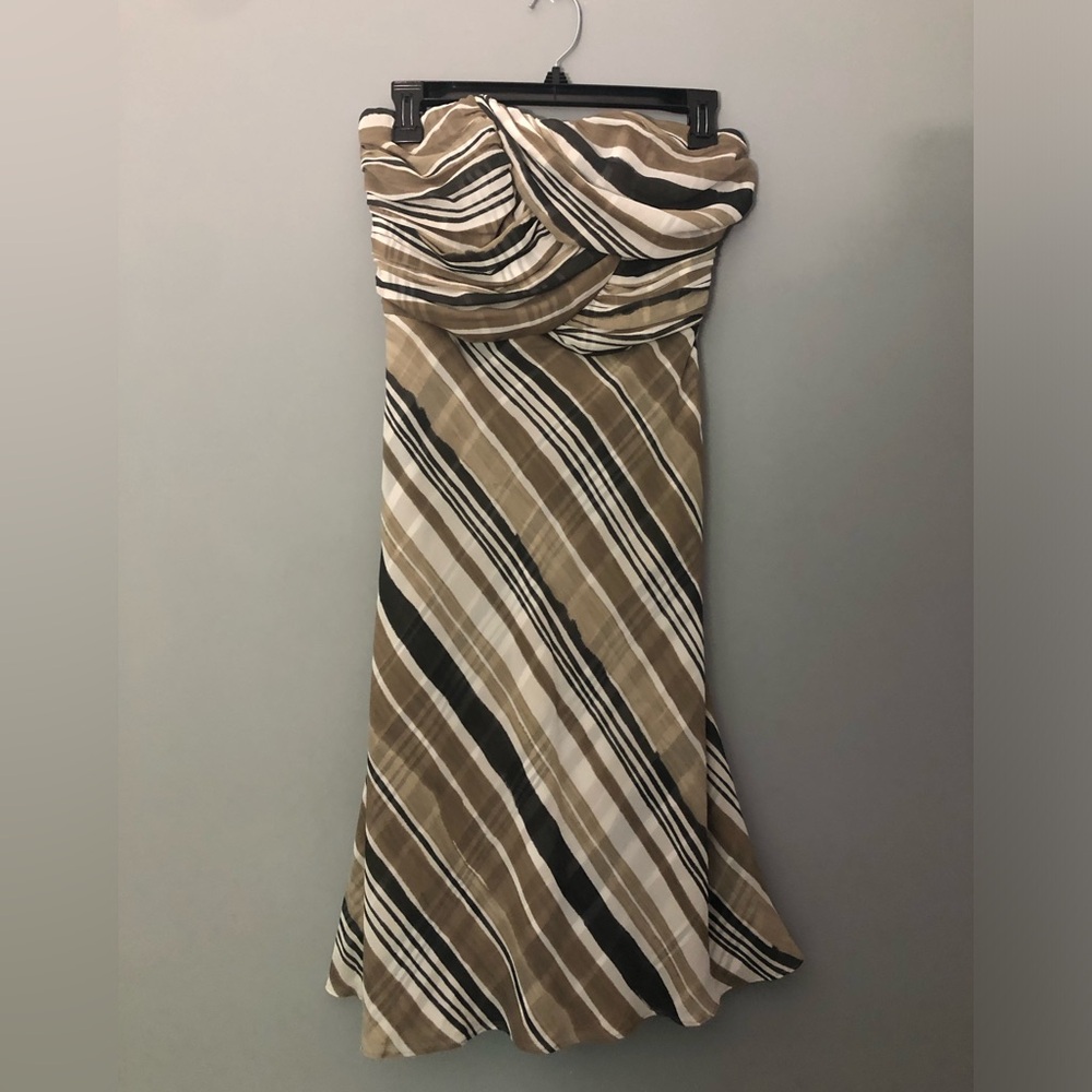 The Limited Size 0 Strapless Dress Beige White Striped